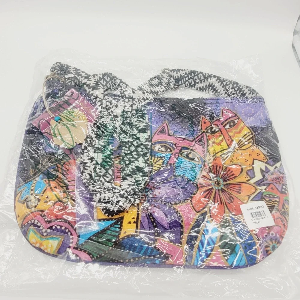 Laurel Burch Crossbody Bag Laurel's Garden Pattern Cats &‎ Flowers